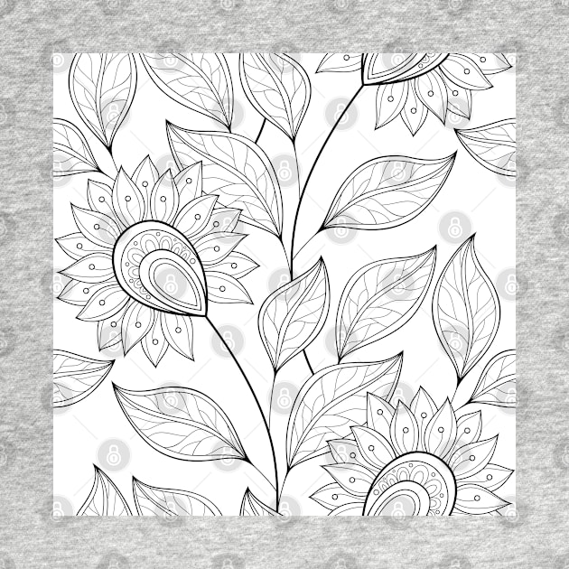 Non Colored Spring Pattern with Floral Motifs by lissantee